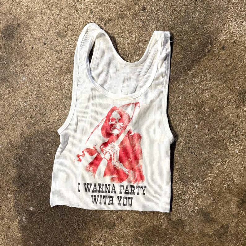 Tank Top Ribbed - Geribbelde tanktop met Killer Party Vintage