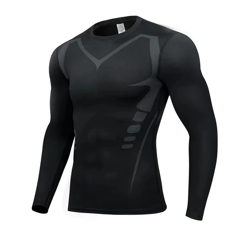 T Shirt Tight Fit - Sport-T-shirt voor heren met lange mouwen,